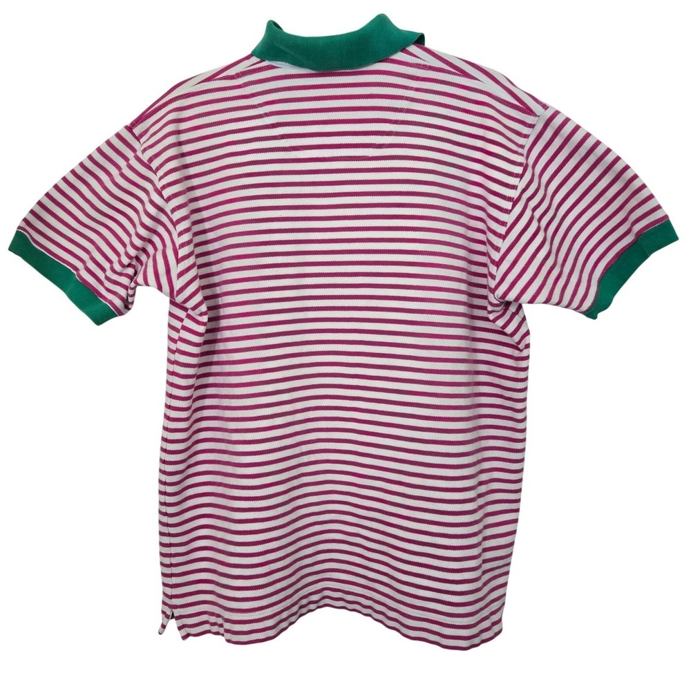 Vint 90s Water Mill Sport Polo Shirt Mens M Pink Green Striped Boxy Grandpacore - Picture 9 of 10